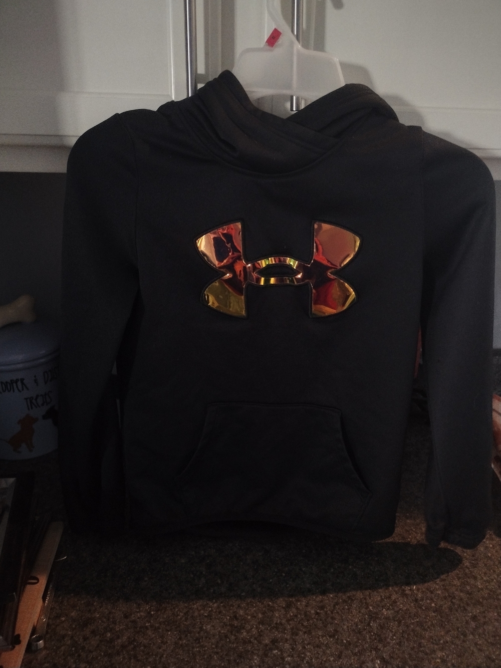 Under Armour Kids' Black Hoodie with Metallic Gold Logo